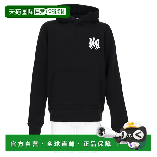 自营amiri黑色经典袋鼠口袋连帽运动衫-黑色 美国奥莱直发