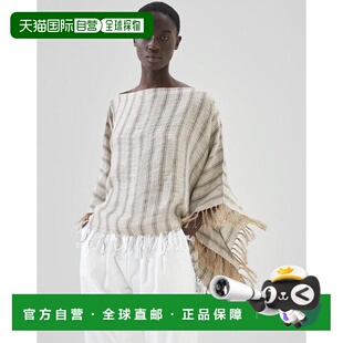 Women Linen Cucinelli 美国奥莱 Poncho black 自营Brunello