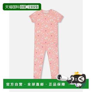 deux 套装 par 上衣和睡裤 粉红色和蓝色蝴蝶 deux有机棉短袖 自营