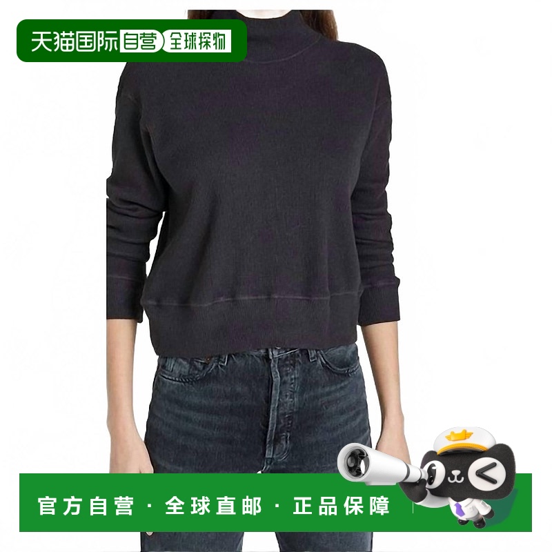 自营 monrow女式仿运动衫，水洗黑色 美国奥莱直发