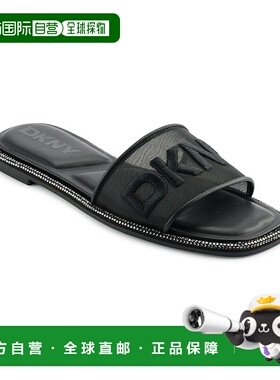 自营 dkny女式Badin标志滑平凉鞋-黑色 美国奥莱直发