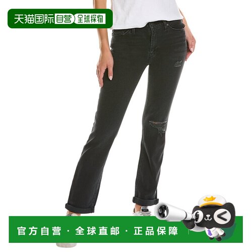 自营HUDSON Jeans Nico 中腰黑灰 Destruct 直筒牛仔裤 - 黑色 美
