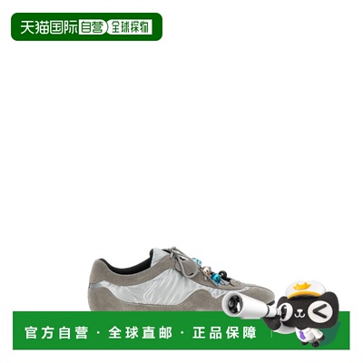 自营cecilie bahnsen低顶镶片运动鞋，饰有装饰珠饰鞋带-灰色 美