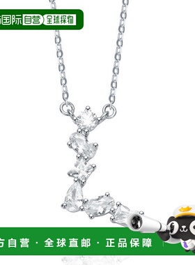 自营geneviveSterling Silver White Gold Plated with Clear Cub