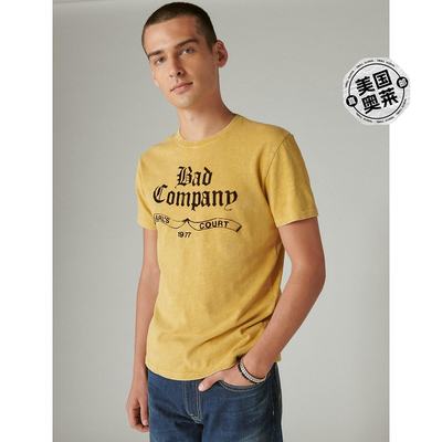 Lucky Brand Bad Company 1977 男士 T 恤 - 黄色 【美国奥莱】直