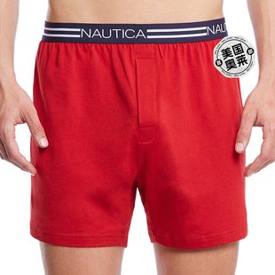 男士 红色纯色针织平角内裤 nautica Nautica red 美国奥莱