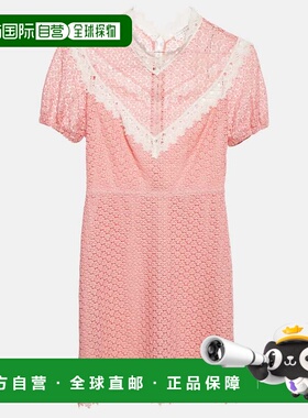 自营Sandro Pink Gavin Lace Puff Sleeve Mini Dress - pink 美