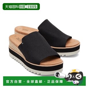 自营Toms Diana Sandals Women's Black Wedge Heel Slip On Espa