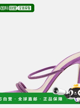 自营Gianvito Rossi Purple Suede Crystal Embellished Cannes S