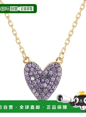 自营 Suzy Levian 紫色立方氧化锆金色纯银心形项链 - 紫色 美国