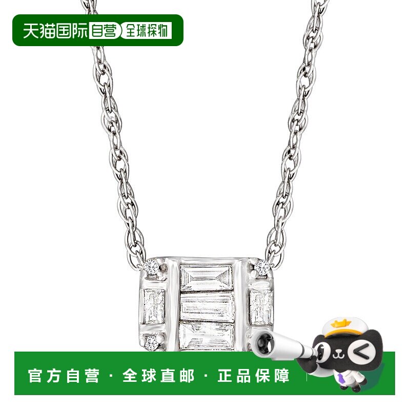 RS Pure by Ross-Simons 长方形和圆形钻石群簇吊坠项链 925 纯银