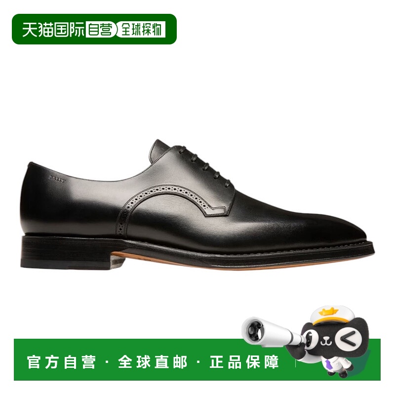 自营 Bally Scamardo 6193726 Men's Black Leather Derby Shoes