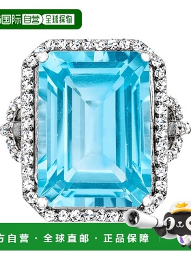 自营 ross-simons罗斯-西蒙斯瑞士蓝托帕石和。 925 纯银白色托帕