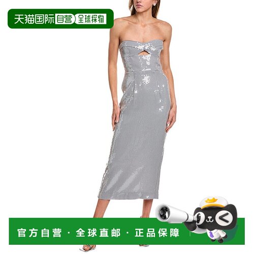 自营 bardot芭铎Cerise亮片Midi连衣裙-灰色 美国奥莱直发性感