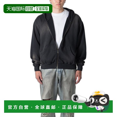 1h可退 【美国直邮】mnml Faded Basic Zip Up Hoodie Washed Bla