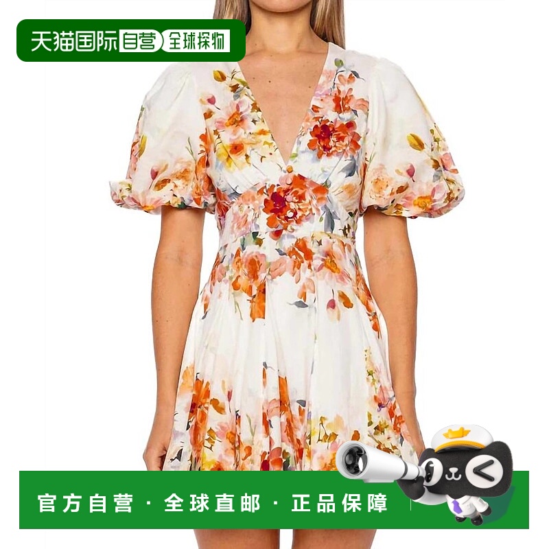 自营 hemant & nanditaSaba泡泡袖迷你连衣裙，象牙花-象牙花 美