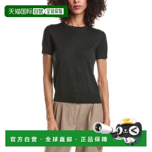 自营theory理论基础羊毛t恤-绿色 美国奥莱直发