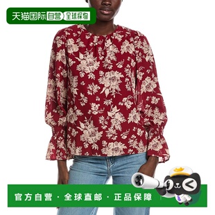 自营CeCe Smocked Flounce Sleeve Blouse - red 美国奥莱直发