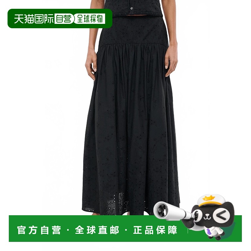 自营staudProcida Eyelet Maxi Skirt In Black - black 美国奥莱