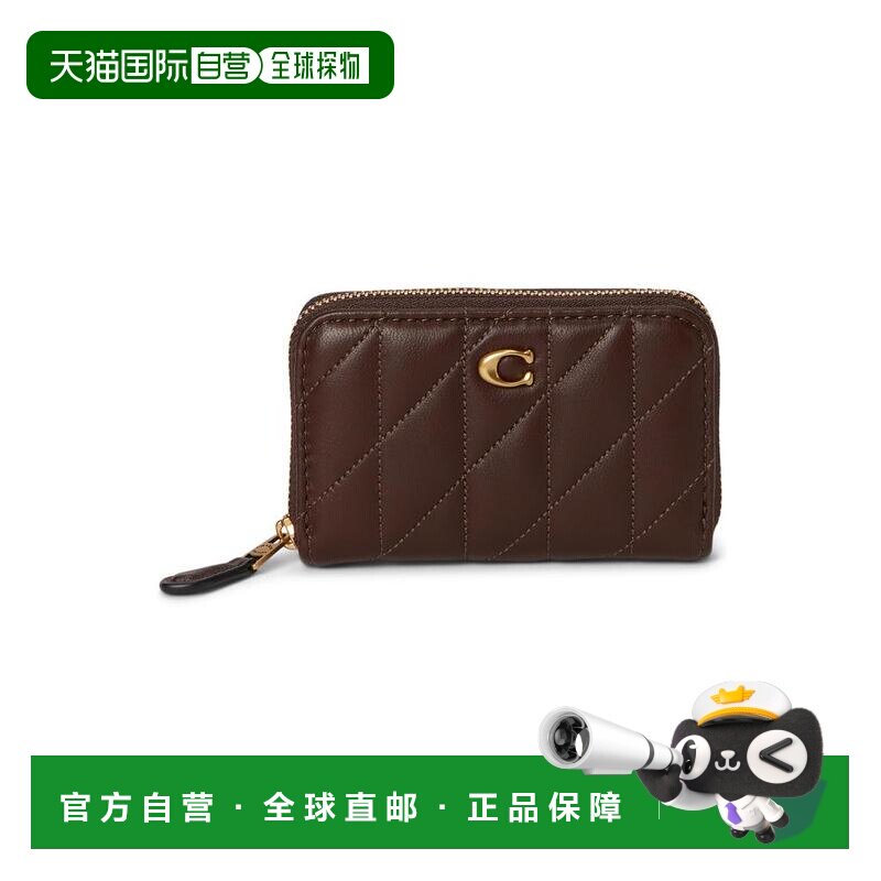 1h可退 【美国直邮】COACH 小型拉链卡包 真皮纳帕材质 优雅枕形
