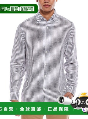 自营Robert Talbott Morgan Stripe Linen Shirt - grey 美国奥莱