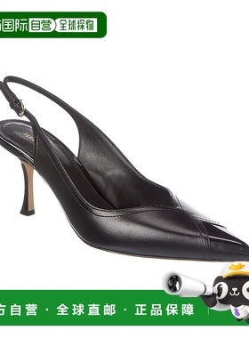 自营 salvatore ferragamoFerragamo Egna 皮革露跟高跟鞋 - 黑色