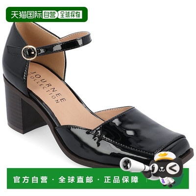 自营 journee collectionJournee女式Evangeline中宽幅泵-专利/黑