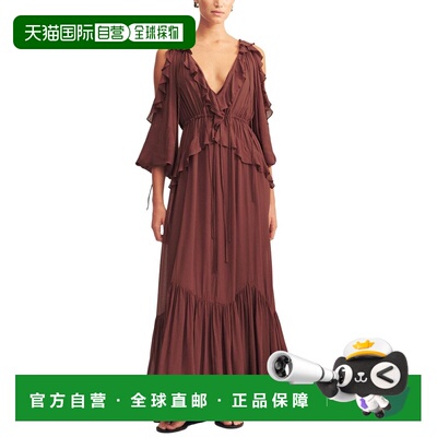 自营Shona Joy Blair Ruffle Drawstring Maxi Dress - brown 美