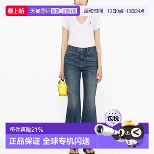 香港直邮Ralph Lauren/拉夫劳伦 V领短袖Logo刺绣 T恤 女款 白色