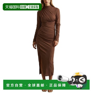 自营Reiss Kelly Ruched Midi Dress - chocolate 美国奥莱直发