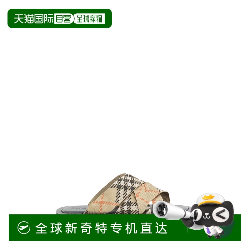 1h可退 香港直邮潮奢 Burberry 巴宝莉 男士 格紋印花一腳蹬拖鞋