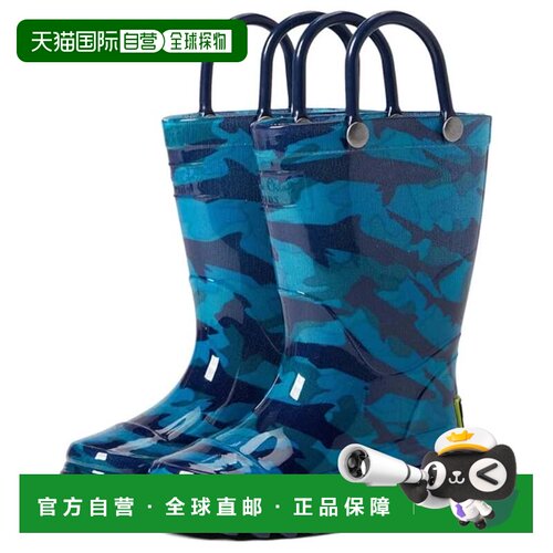 自营Youth Western Chief Rain Boots Blue Camo Shark Waterproo
