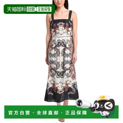自营Marchesa Notte Twill Square Neck Sleeveless Dress - blue