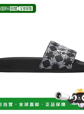 1h可退 香港直邮潮奢 AMIRI 男士 黑色 MA Quad Canvas 拖鞋 AMFO