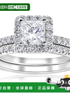 自营 pompeii3pompeii 32 5/8 克拉公主方形切割光环钻石订婚结婚