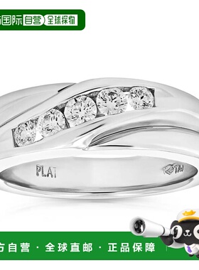 自营 vir jewels1/2 克拉男士 5 石 SI1 净度钻石结婚戒指铂金圆