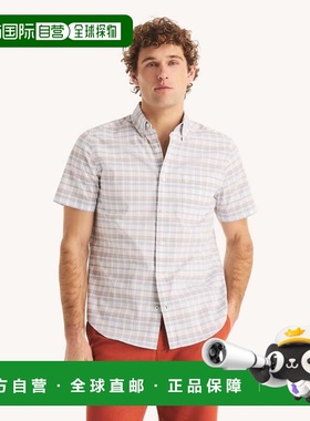 自营Nautica Mens Classic Fit Plaid Short-Sleeve Shirt - brig
