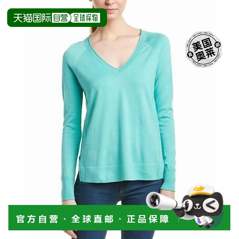 自营 j brandV-Neck Pullover Cotton Knit Side Slits Fit Sweat