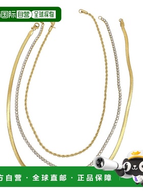 自营 Adornia 人字链、绳链和网球项链套装 金色 - 黄色 美国奥莱