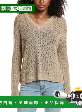 自营Lafayette 148 New York Cabled V-Neck Sweater - tan 美国