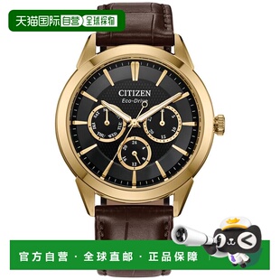 1h可退 【美国直邮】Citizen|Eco-Drive 男式 Rolan 棕色皮革表带