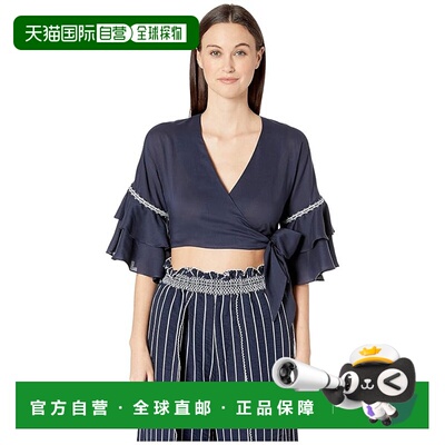 自营Jonathan Simkhai Hawaiian Sarong Wrap Top Womens Navy Ru