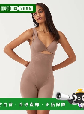 自营Spanx Shapewear女式中号咖啡馆Au Lait弹力敞胸连体衣JDM460
