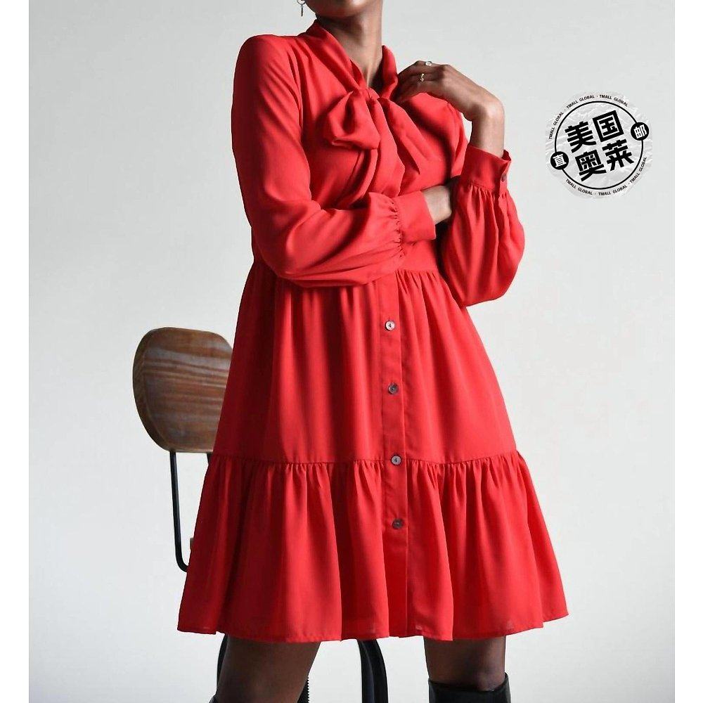 molly bracken红色秋款衬衫裙 红色 【美国奥莱】直发