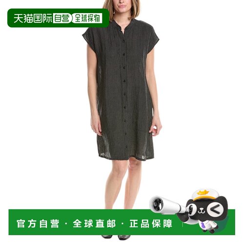 自营EILEEN FISHER Linen Mini Dress - black 美国奥莱直发