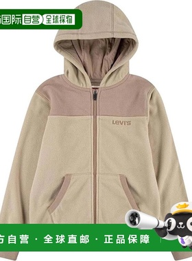 自营Boys Levi's Hoodie Beige Kangaroo Pocket Long Sleeve Ful
