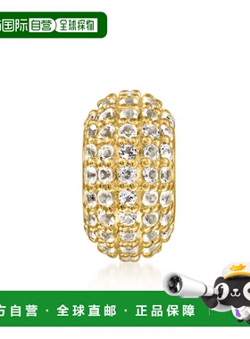 自营Ross-Simons White Topaz Bead Charm in 18kt Gold Over Ste