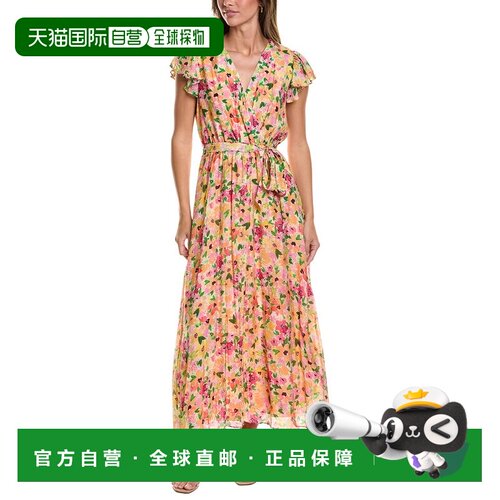 自营CeCe前裹身长裙-红色 美国奥莱直发连衣裙