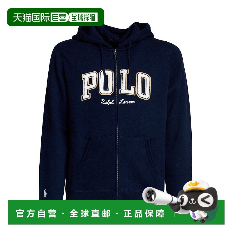 自营polo ralph lauren带徽标铰链的连帽衫-黑色 美国奥莱直发
