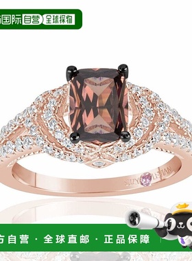 自营 Suzy Levian Rose 纯银棕色和白色立方氧化锆戒指 - 棕色 美